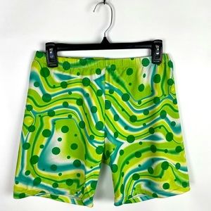 80s VINTAGE High Waist High Rise Psychedelic Polka Dot Marble Swirl Bike…